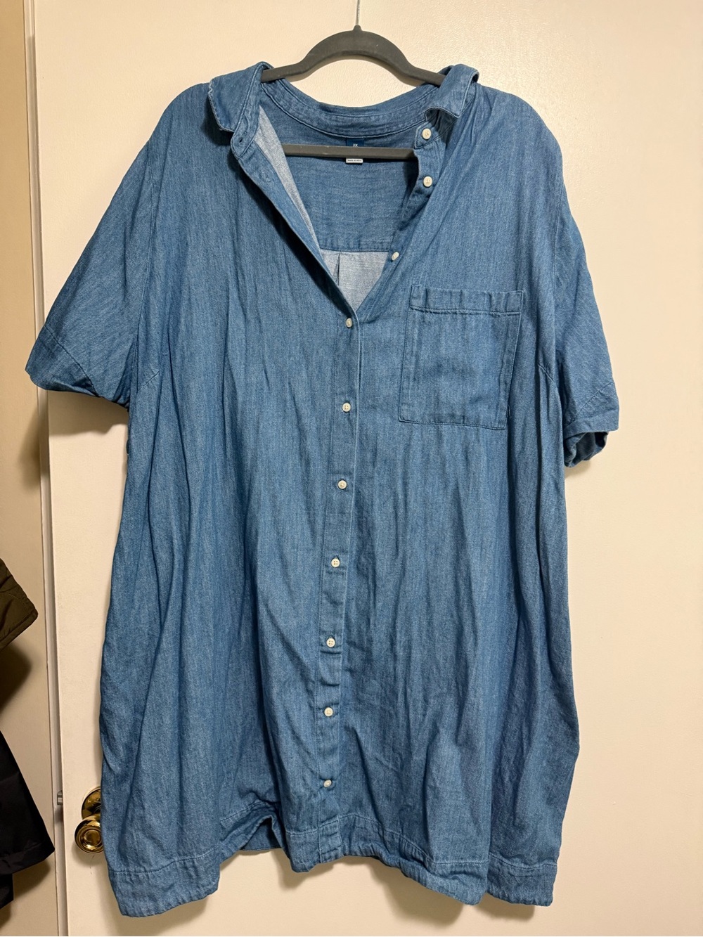 Old Navy Blue Denim Short-Sleeve Button Front Mini Dress